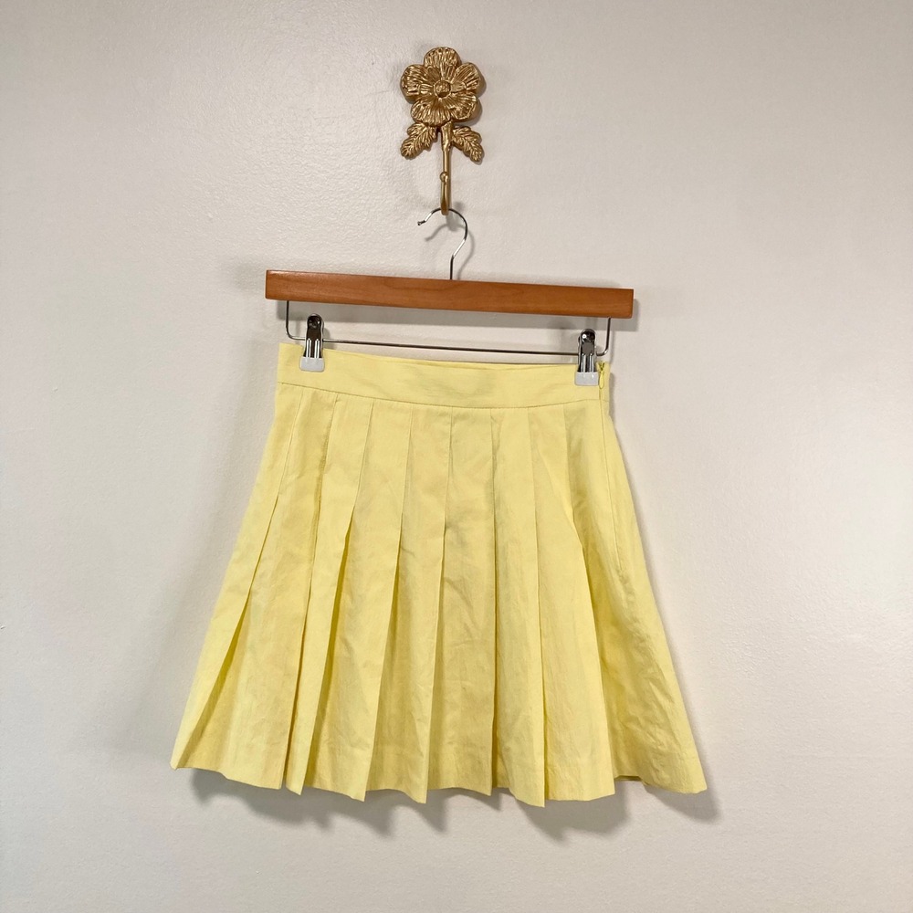 Zara Yellow Pleated Mini Skirt XS Preppy Schoolgirl Tennis Skirt NWT Minimalist
